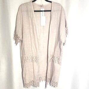 Valentina Naldi Italian Pure Linen Open Front Kimono Cardigan OS
